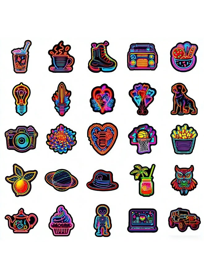 تشوسيسونج 100 قطعة ملصقات نيون مضيئة للمراهقين والطلاب - ملصقات فينيل مضادة للماء لتزيين زجاجات المياه واللابتوب - جوائز وتوزيعات حفلات - Image 3